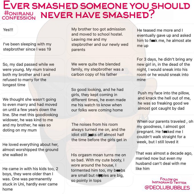 Ryx_8k's tweet photo. Crazy confessions of people talking about people they should have never smashed. 
Ever smashed someone you should never have smashed? https://t.co/83SLmIP7LA
