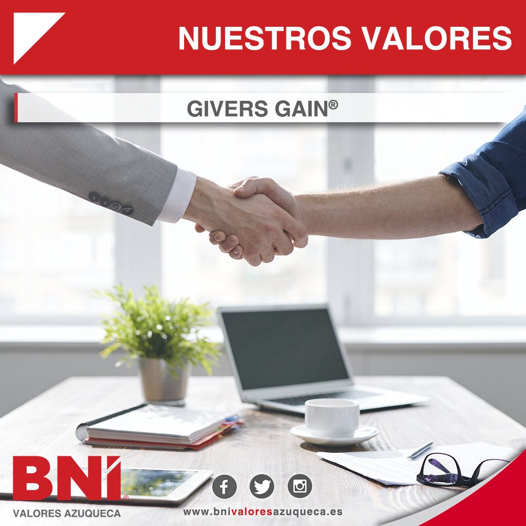 BniValoresAzu's tweet photo. Uno de nuestros #Valores es el #GiversGain. Significa estar dispuesto a dar primero, antes de esperar recibir.

Si compartes esta filosofía, ¡éste es tu sitio!
▶ https://t.co/poRx17cRE2

🌟¡Vive la #ExperienciaValores!🌟
#SéValores #NetworkingAzuqueca #OtraFormaDeHacerNegocios https://t.co/xxvnnefLTY