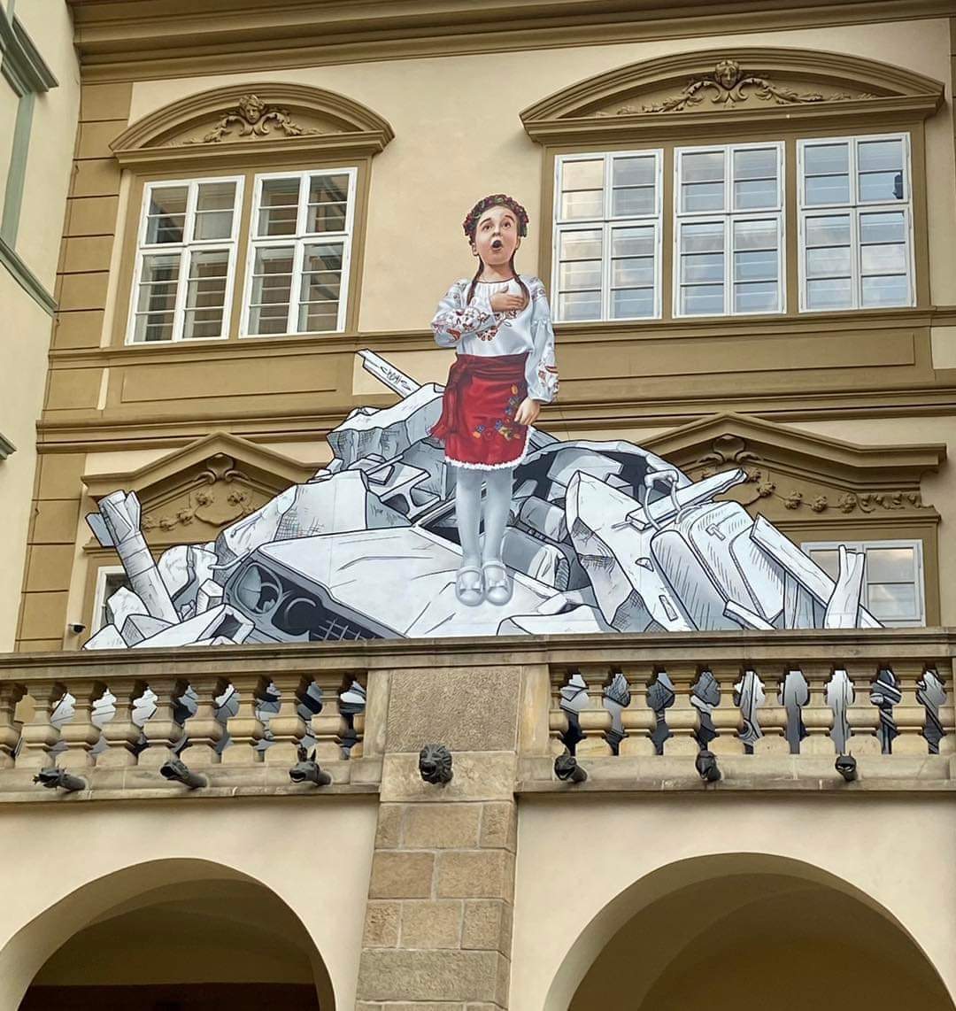 AmeliaAnisovych's tweet photo. Slava Ukraini! This is me on @SenatCZ - I hope to see this wall soon! #StopWarInUkraine #Ukraine #Praha https://t.co/XCPbjcIE0D