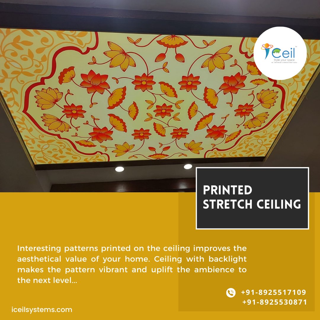 iceilsys's tweet image. Interesting patterns printed on the ceiling improves the aesthetical value of your home. Ceiling with backlight makes the pattern vibrant and uplift the ambience to the next level... iceilsystems.com 

#3dstretchceiling 

#printedceiling

#stretchceilings 

#iceil