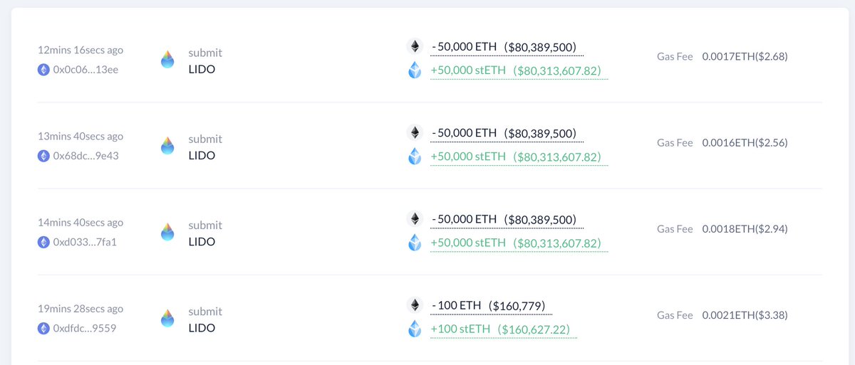 lookonchain's tweet photo. Justin Sun staked 150,100 $ETH($240M) on @LidoFinance just now.

https://t.co/VbqAnBqojA https://t.co/QieWaJkmHY