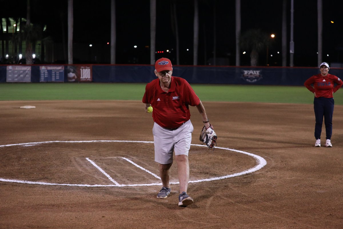 FAUSoftball's tweet photo. Joan Joyce's brother, Joey, threw out the ceremonial first pitch tonight as we honor the legend with the Joan Joyce Classic.

Forever in our hearts, JJ ❤️ https://t.co/DHV1owpFci
