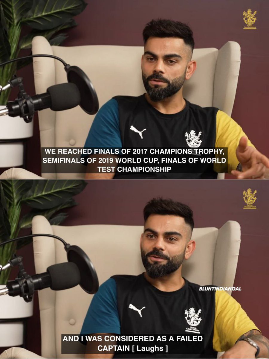 BluntIndianGal's tweet photo. Virat Kohli on people considering him a failed captain. https://t.co/kPbZWgV4lv
