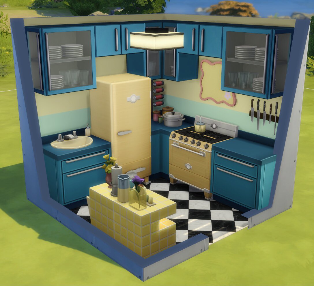 AlisscerV's tweet photo. Day 24 Retro Living in the 70’s for the #febbuild23 by @sims4ideas
I like this tiny kitchen ~ ✨
#ShowUsYourBuilds #TheSims4 #Sims4 https://t.co/9LTlJLcM9N