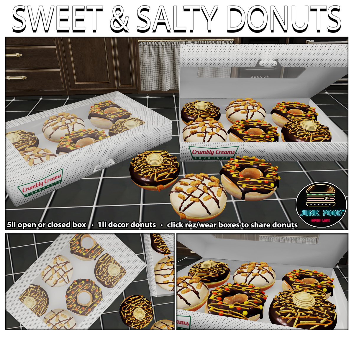 junkfoodsl's tweet photo. New Donuts Set & Cafe Busted Coffee set at the mainstore! #SECONDLIFE #slstore #junkfoodsl #secondlifestore #secondlifeshop #secondlifefood
TP:
https://t.co/4AkW246kmM https://t.co/1guHavBpUZ