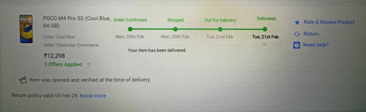 Shubhd001's tweet photo. @Flipkart @IndiaPOCO @MiIndiaSupport 
Poco M4 pro 5G mobile received defective product from Flipkart and not returning the product while return showing on order page. https://t.co/WFpKGGug7N