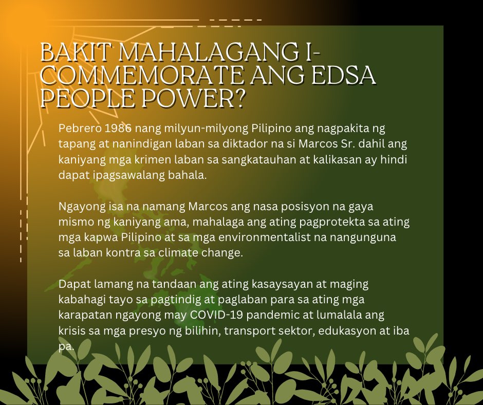 UPOIKOS's tweet photo. Nakikiisa ang UP OIKOS sa pagdiriwang ng ika-37 Anibersaryo ng EDSA People Power Revolution ngayong taon. https://t.co/ZInQ87U7wI