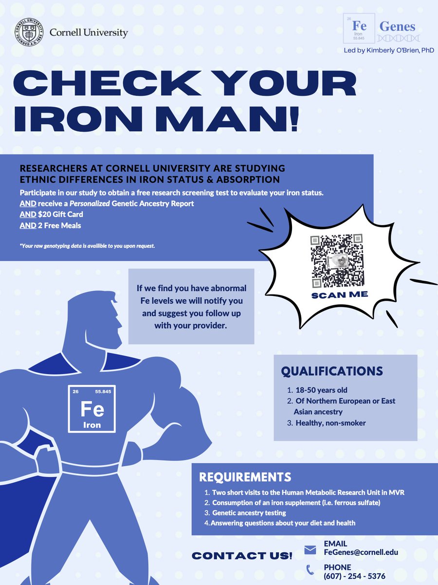 The FeGenes Study, led by the O'Brien Lab, is seeking participants. Participate in our study to obtain a free research screening test to evaluate your iron status.
