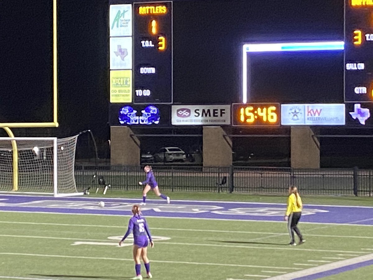 San Marcos <a href="/smhsLRSoccer/">Lady Rattler Soccer</a> gets the WIN over Clemens 1-0! Proud of these girls and their coaches! And we were all cheering <a href="/RattlerMBB/">SMHS Basketball</a> from afar! The crowd sent up a huge cheer when we heard they WON against Westlake 54-48! Love all these kiddos with my whole heart. 💜 #RattlerUp