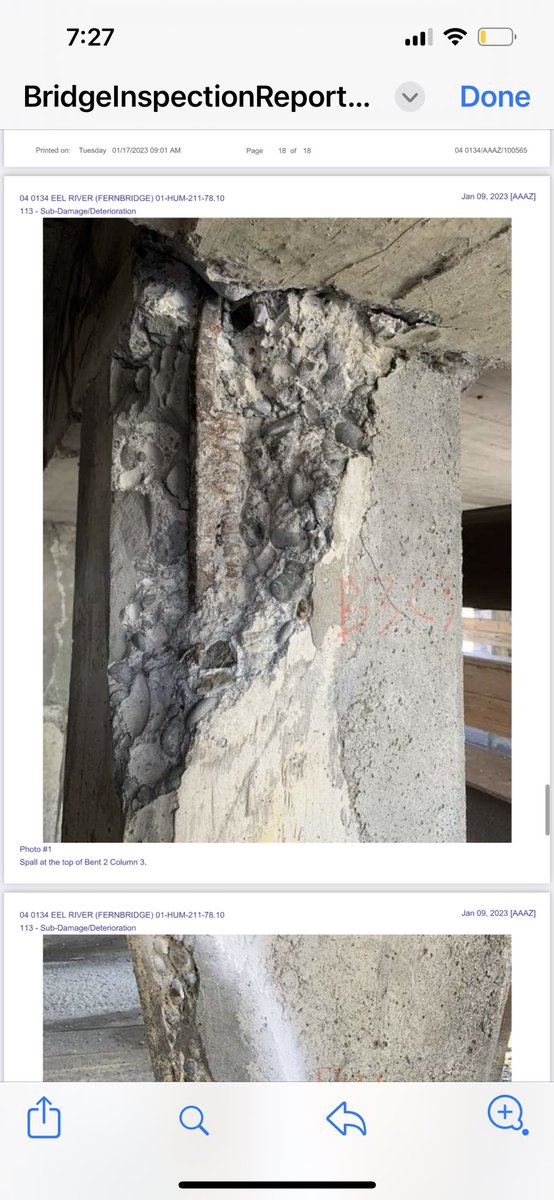 caroline95536's tweet photo. Yikes. She’s showing her age. Pics from @CaltransDist1 Fernbridge inspection report. https://t.co/pY5VMw21a4