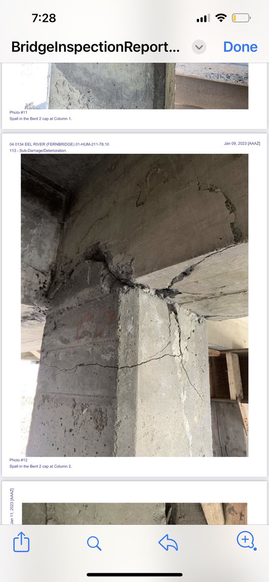 caroline95536's tweet photo. Yikes. She’s showing her age. Pics from @CaltransDist1 Fernbridge inspection report. https://t.co/pY5VMw21a4