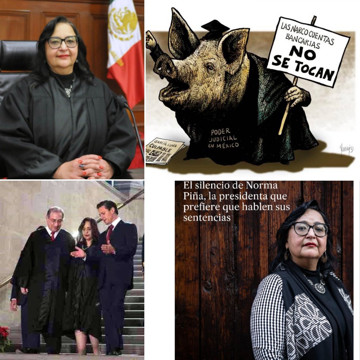 Insurgente_X's tweet photo. Informe d resultados d la presidenta d la SCJN, Norma Piña:

-descongela cuentas d Cárdenas Palomino, 

-desbloquean el dinero d esposa d García Luna,

-liberan a Rosario Robles, q desvió $70 mil millones con Estafa Maestra,

Q eficiente!

#JuecesCorruptos 
Vergonzoso y ridículo https://t.co/j9WIbTOuF7