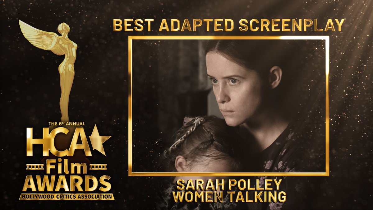 And the HCA Award for Best Adapted Screenplay goes to…

🏆 Sarah Polley for Women Talking

#BestAdaptedScreenplay #WomenTalking #SarahPolley #WomenTalkingMovie #HCAFilmAwards