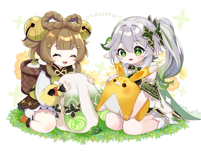 ナヒーダとヨォーヨやっと描けたァ!ウサチャンを愛でる草元素ロリの会#原神 #GenshinImpact 