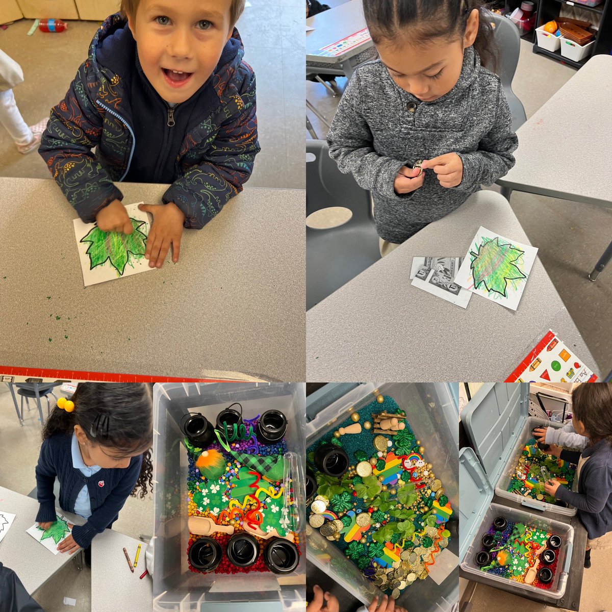 vbrattolitk's tweet photo. This week we explored more about chlorophyll in leaves ๐ and created a fun leprechaun โ๏ธ sensory box that everyone loves โค๏ธ . #ivyacademiatk #ivyacademiak #iaecspumas https://t.co/GAqbaG9ibe