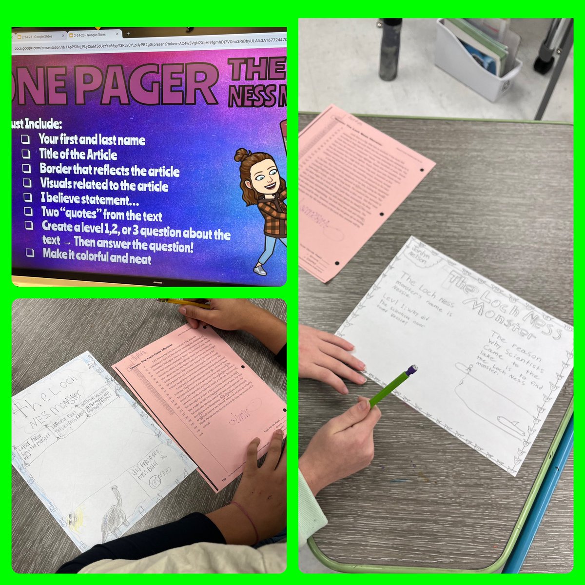 Do you believe in the Loch Ness Monster??? These students practice a passage all about “Nessie” then they took what they read and turned it into a one pager! #AVID #theMESway #AVIDatMESI