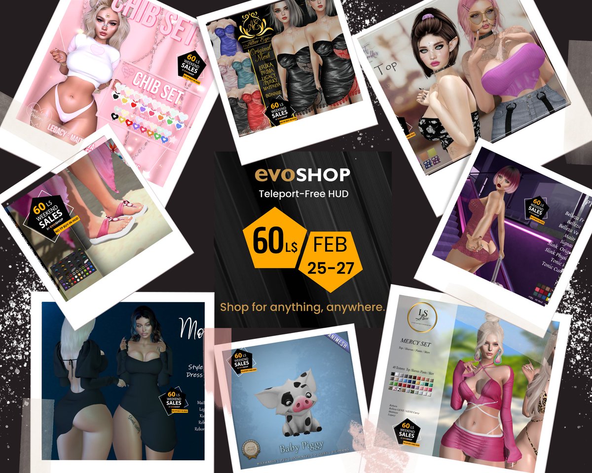evoshop28's tweet photo. EvoShop Featured Weekend Sales Feb 25-27
See our featured items and more!
 https://t.co/Gz82ZskFwX
Searching for landmark? Buy without teleporting in HUD:
 https://t.co/ExbOUKVhAJ

#NoTP #BuyinHUD #TeleportFree #EvoShop #SecondLife https://t.co/JsgyfCyT1H