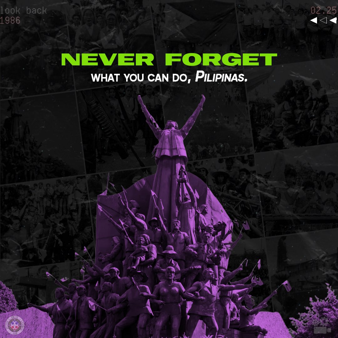 TheMediaWorks's tweet photo. NEVER FORGET 

The 25th of February 1986 marks one of the most significant national events engraved in every Filipino's soul. A so-called "bloodless" revolution has happened. For the "Power of the people," who gathered in EDSA ended oppression. https://t.co/sN93VyTaiQ