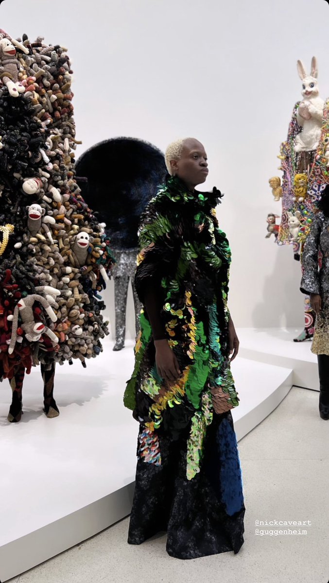 theartistmx's tweet photo. a celebration of blackness at The Color Is… IM POWER 💚

scenes from intimate &amp; fulfilling moments from walking this month at the @Guggenheim for #NickCave &amp; #JackCave’s #NYFW show and being a part of the #Forothermore exhibit as a body in performance and motion. #BHM https://t.co/ijrNIcugFi