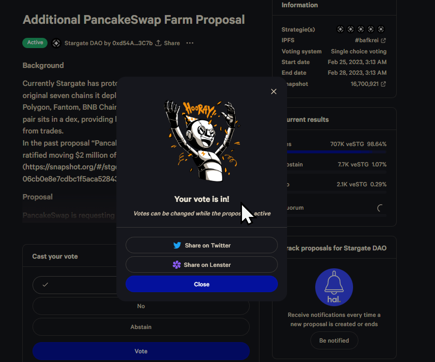 GACryptoO's tweet photo. 🥁#Stargate & #ShellProtocol Proposal Vote #Snapshot active 🥁
👉 Stargate https://t.co/wMzQANzhwt
👉Shell Protocol vote for #TOUCAN #NFT Holders: https://t.co/eWcJhKJxMM
Probably #ShellProtocol Upcoming #Airdrop for Shell points earners + Toucan Holders & Pool participants🪂 https://t.co/K3yUovcIRH