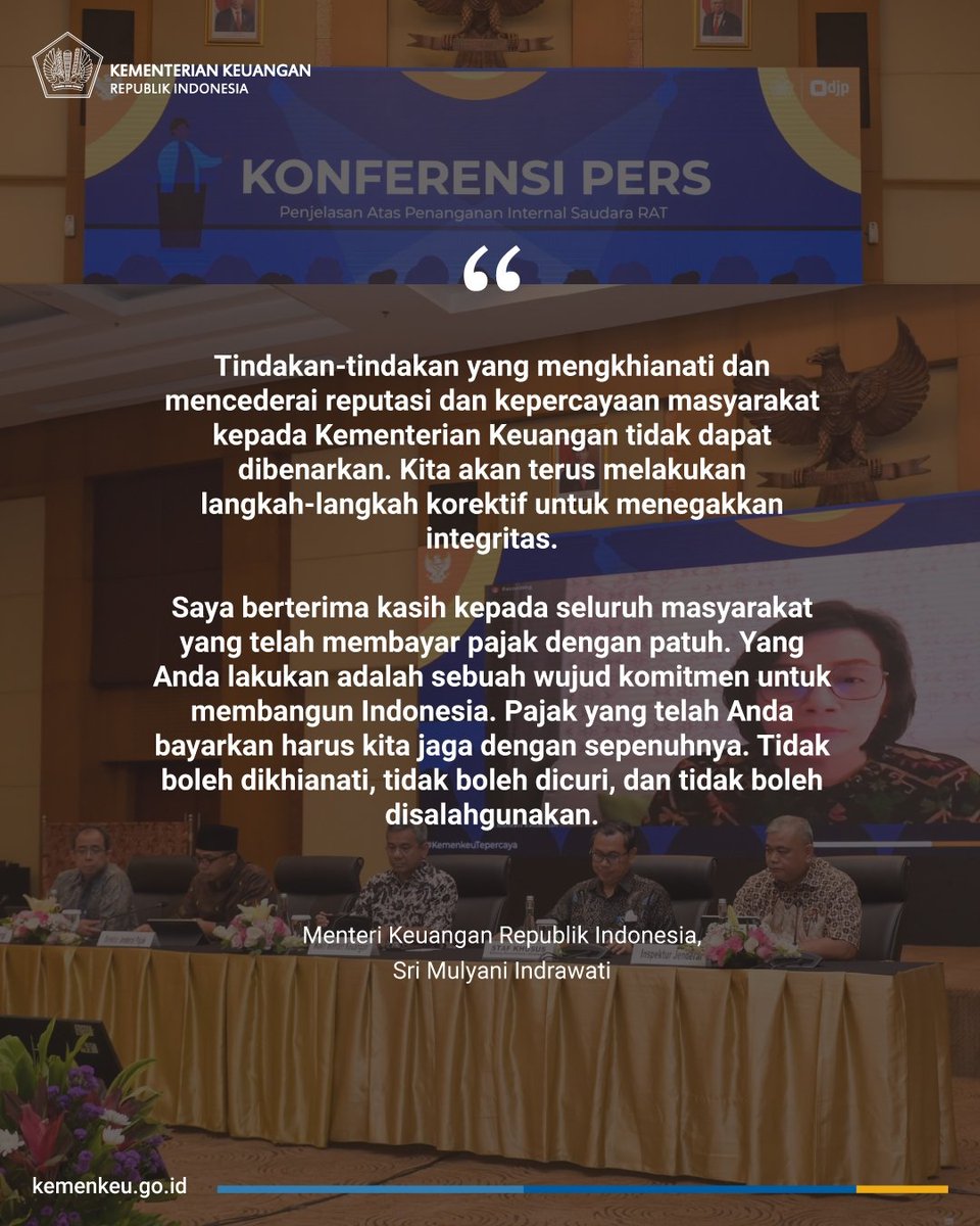 thaliamau's tweet photo. Kami menentang segala bentuk kecurangan atas pengelolaan #UangKita.

Dukung kami dengan melaporkan indikasi pelanggaran dan penyimpangan di lingkungan Kementerian Keuangan melalui WiSE Kemenkeu:

☎️ 134
🔗 https://t.co/Dw1ol2ezDi
@KemenkeuRI https://t.co/MStqhe8GI8
