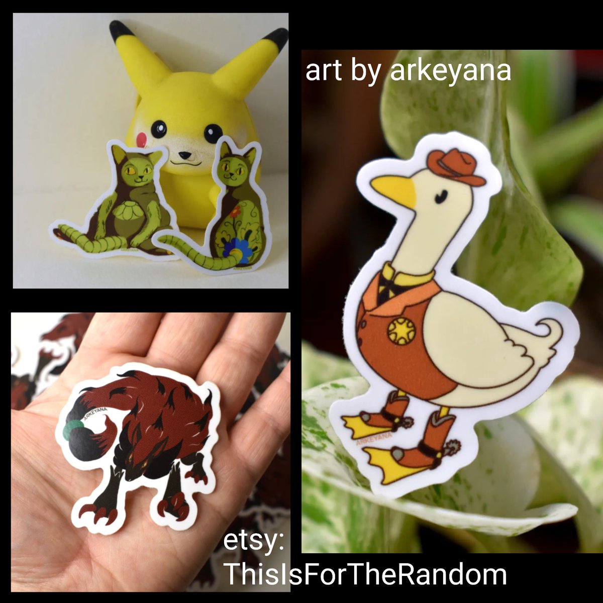 ArkeyAlex's tweet photo. Still having a hard time getting back into art but just so ya know these are some new stickers up on the shop 
▪️
▪️
▪️
#arkeyana #sticker #etsy #store #shop #duck #pokemon #zoroark #cat #sheriff #law #stickershop #etsy #forsale #smallbusiness https://t.co/lLDdag9Tzg