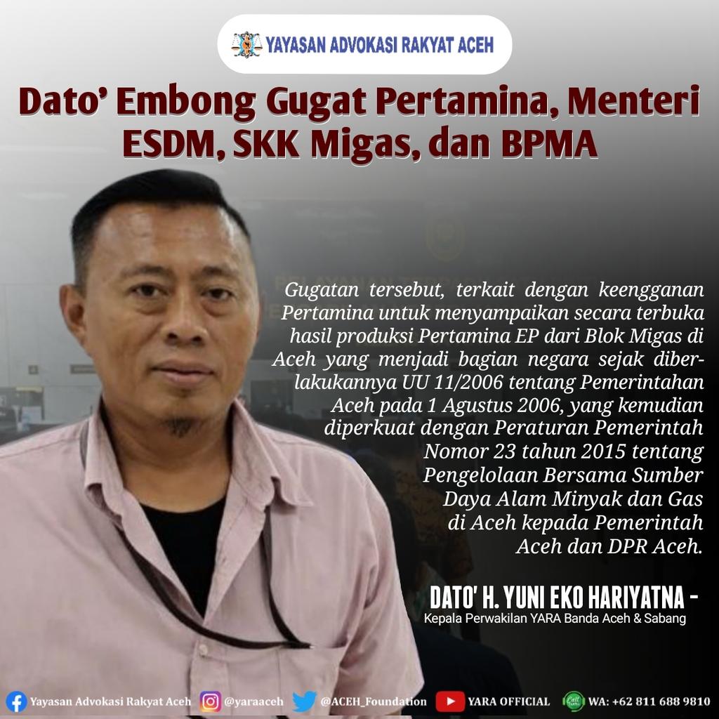 ACEH_Foundation's tweet photo. 📰 #PublicUpdate | Embong menilai sikap Pertamina yang tidak mempublikasikan hasil produksinya kepada Pemerintah Aceh dan DPR Aceh merupakan perbuatan melanggar Peraturan Pemerintah 23 tahun 2015 tentang Pengelolaan Bersama Sumber Daya Alam.
#YARA #Pertamina #Aceh #DPRAceh https://t.co/8FOvyz4qC0
