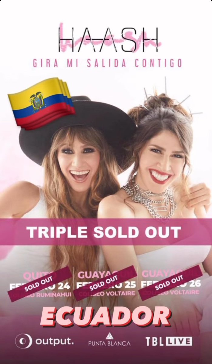 🥳🥳🥳🥳 Triple #SoldOut 😍 estamos muy felices por ustedes @haashoficial ❤️ 
#haash #reinasdelsoldout #GiraMiSalidaContigo #Quito🇪🇨