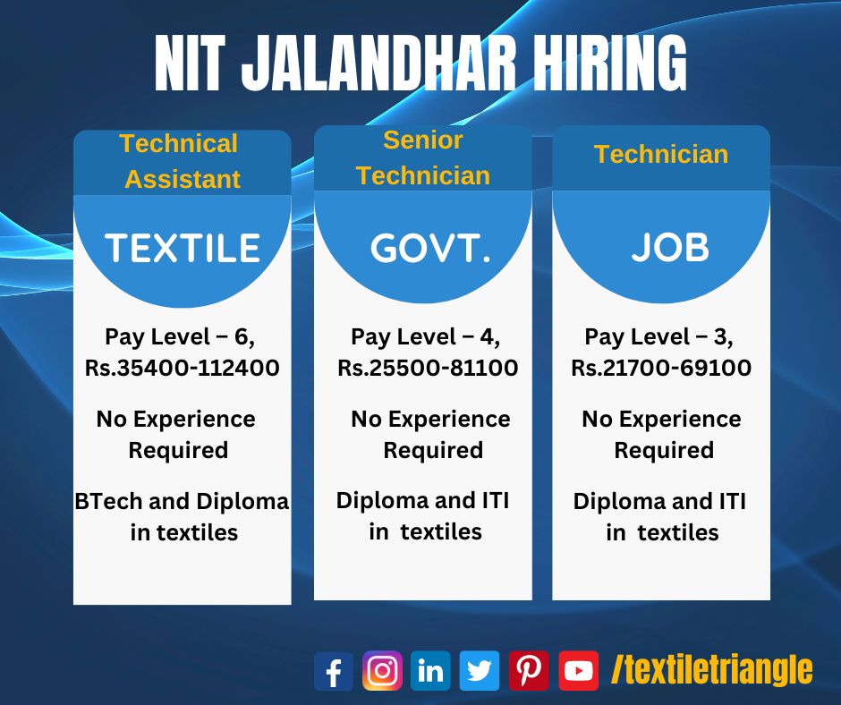 TextileTriangle's tweet photo. Technical Assistant: https://t.co/zDhEACP9Eb
Senior Technician: https://t.co/hvfUzIYD2a
Technician: https://t.co/bOQUIv3S7j
#textiletriangle #textilejobs #jobalert #hiring #applynow #career #textile #job #nit #nitj #nitjalandhar #technician #technicalassistant #seniortechnician https://t.co/bDxaEw9lJ1