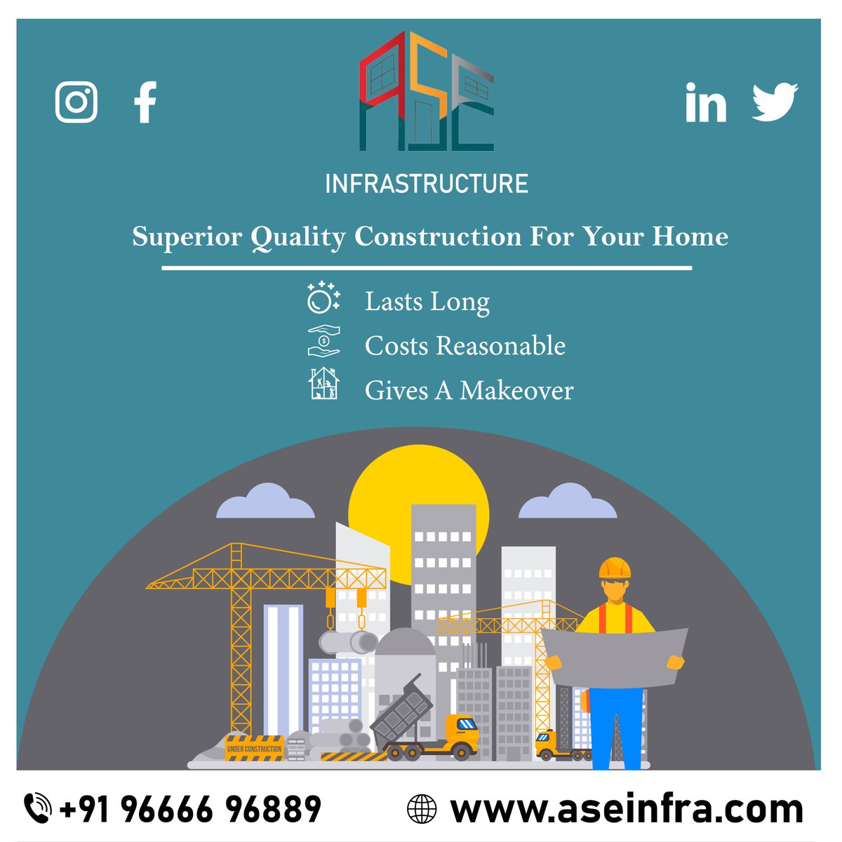 aseInfrastruct2's tweet image. For quality construction and decors that last you almost a lifetime hire the professionals at ASE INFRASTRUCTURE. For details call us now!

Phone: 9666696889
Website: aseinfra.com

#ASEInfrasctructure #Construction #Infrastructure #Builders #Infra  #interiors