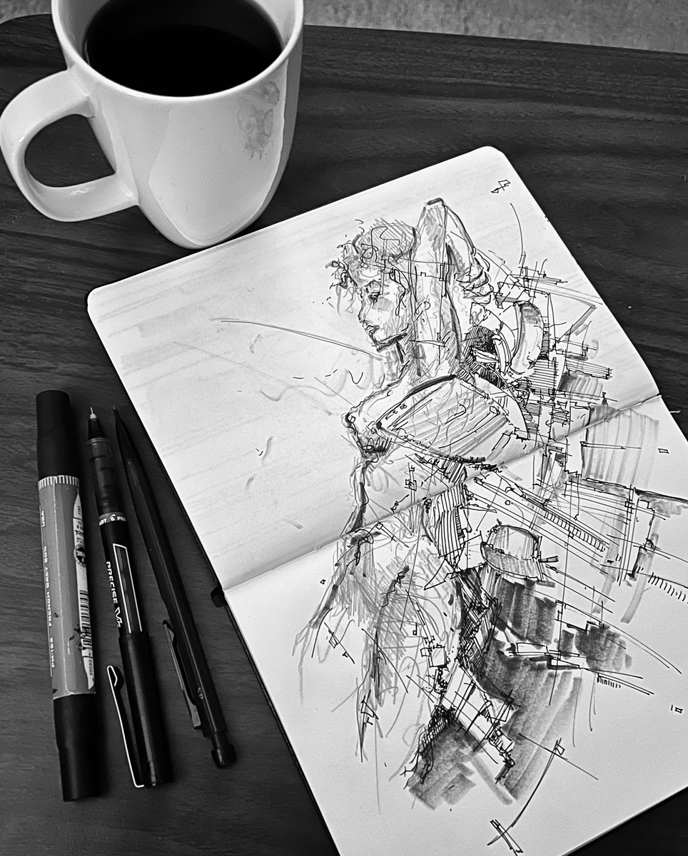 coffeesketch's tweet photo. Friday night new #coffeesketch ☕️🖊️
Ep. 111 - “On the Right Track! " at https://t.co/iOoZ5ol9fd #art #architecture #figuredrawing #figurefield #processsketch #sketchbook #inksketch #draweveryday #podcast https://t.co/gK5NtKZCaO