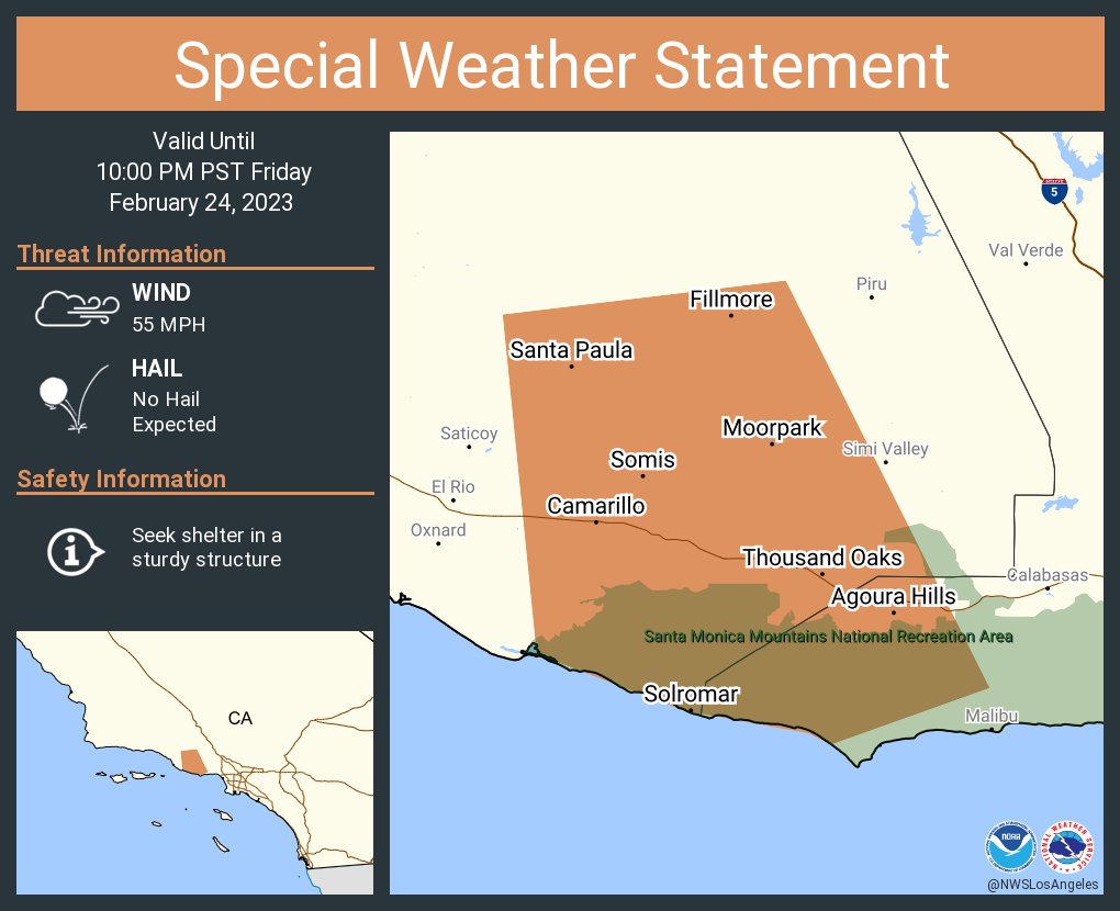 A special weather statement has been issued for Thousand Oaks CA ...
