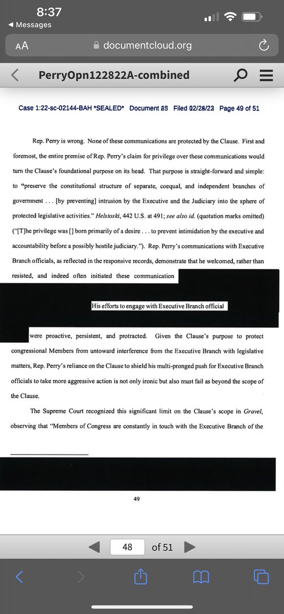MuellerSheWrote's tweet image. We just learned that Judge Howell said it’s ridiculous for Scott Perry to claim speech or debate clause protection for communications he had with exec branch officials prodding them to interfere with the electoral vote count like a seditious king would. 👀