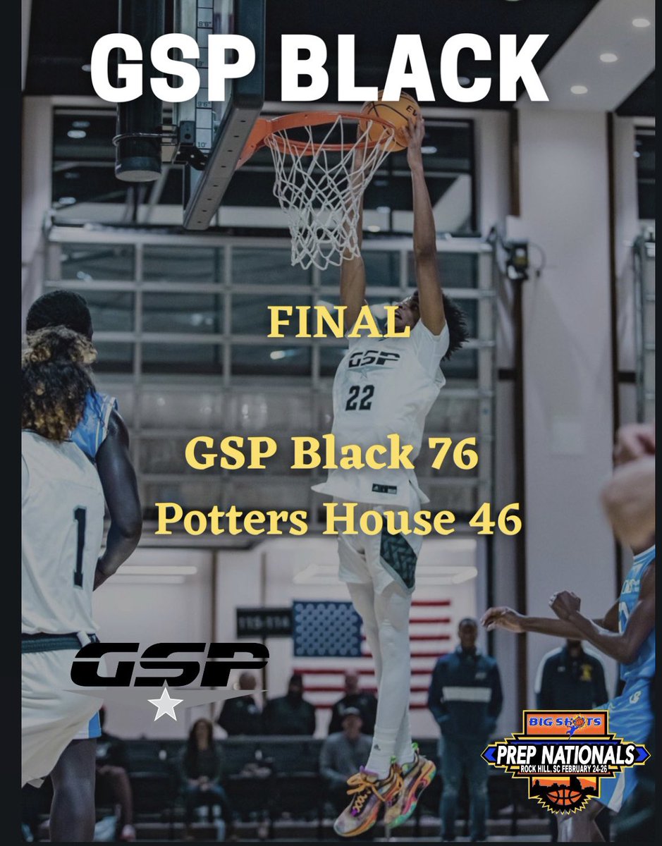 GSP Black game stats 📊 vs Potters House (FL) T Brown 10p 6r 10a 3s 1b S Weatherspoon 9p 2r 4a 3s J Deng 18p 5r 3a 1s E Price 14p 6r 4a T Musaka 12p 11r 1s 1b Q Daly 11p 6r 1s J Davis 2r 1a 1b R Anderson 3r 2a 1s