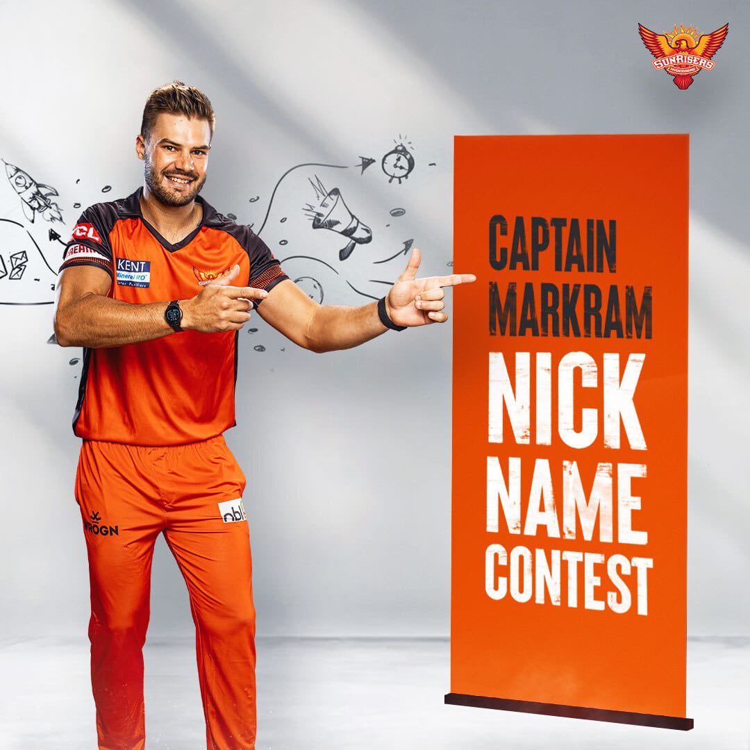 SunRisers's tweet photo. #OrangeArmy, you know what to do 😌

Suggest a Telugu nickname for our Captain Markram. We will go with the best one 💬😎 | @AidzMarkram https://t.co/G1nIjlszfU