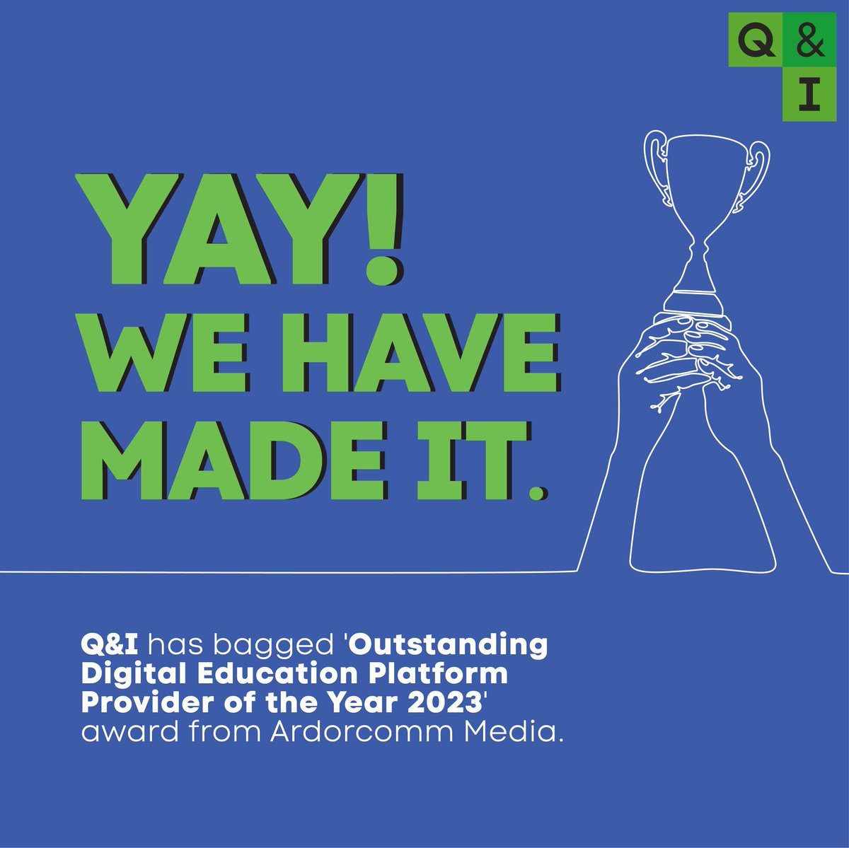 joinQandiToday's tweet photo. We are thrilled to share that Q&amp;I has been recognised as 'Outstanding Digital Education Platform Provider of the Year 2023' and will be awarded at the upcoming Education Leadership Summit &amp; Awards 2023 on Feb 23 in Kolkata. Q&amp;I is also an Associate Partner for this event.
#QandI https://t.co/ucTnB3s7gl
