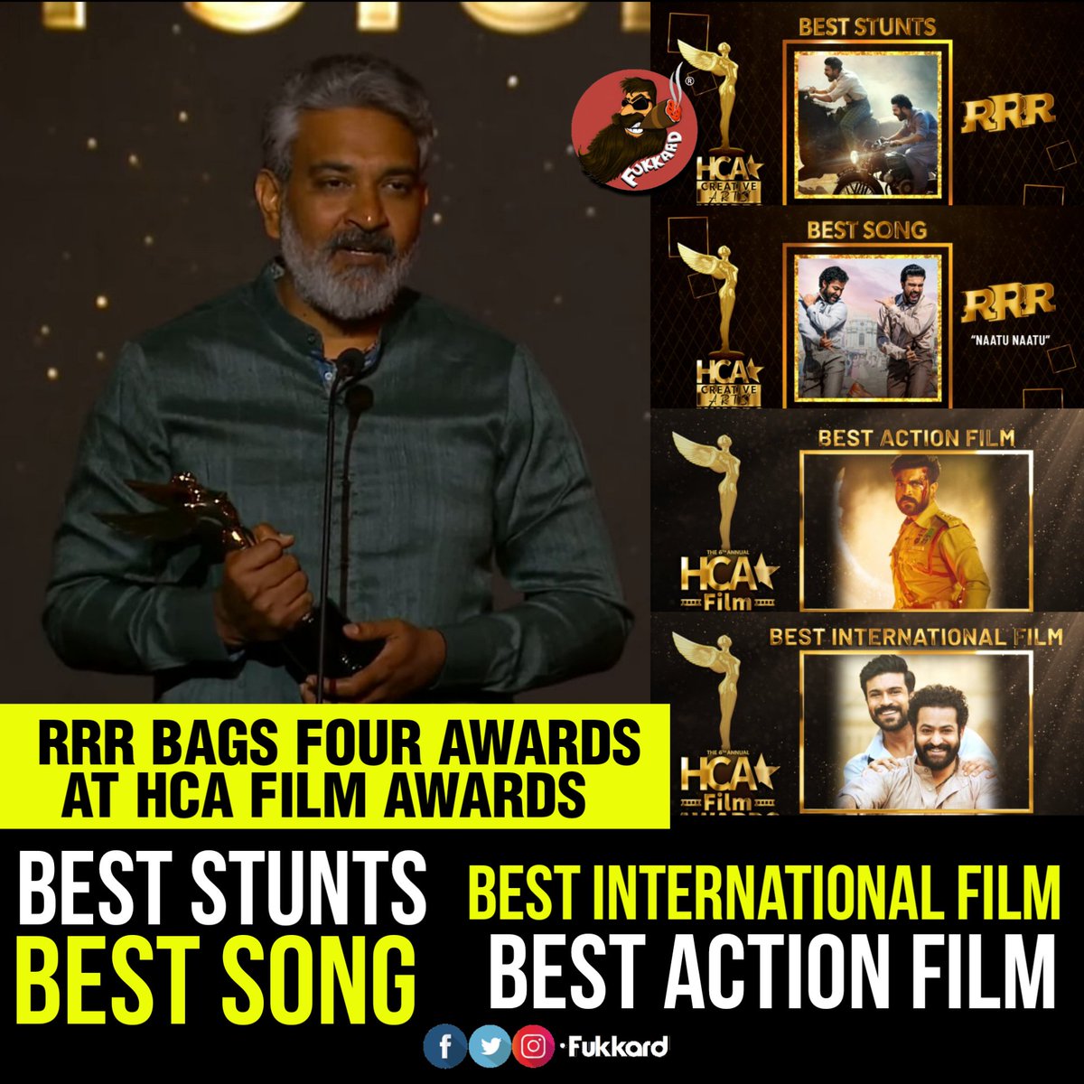 Hail #SSRajamouli 🙌

#RRR #RRRMovie #RamCharan #NTRamaRaoJr #HCAFilmAwards #BestInternationalFilm
