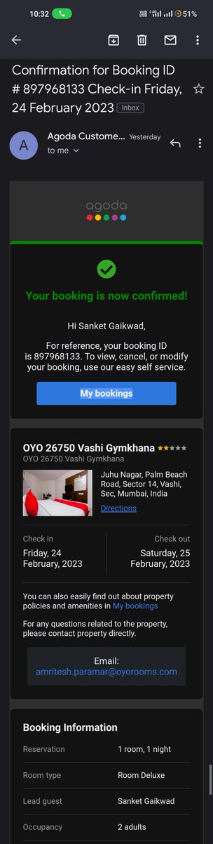 Sanket_mG's tweet photo. Just got scammed by @agoda and @oyorooms. I made a reservation from Agoda, paid received confirmation but the Hotel has no online booking services with #Agoda or #oyorooms. 

#scam #agodascam https://t.co/oOMBR55cSJ