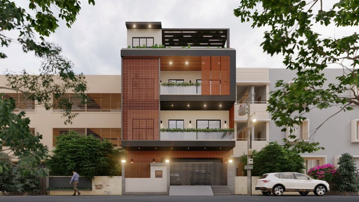 TAG_Atelier's tweet photo. Facade design for a 3-story residential building in Ambala. Designed by @TAG_Atelier 

#architecture #elevationdesign #architect #facadelovers #facadedesign #interiordesign #dreamhome #interiordesigner #housegoals #terracotta #render #jaali #housedesign https://t.co/oAfGmDk8Cf