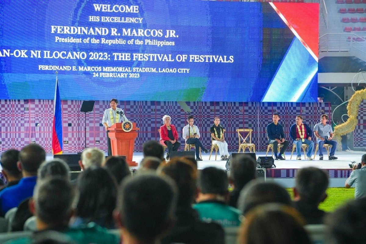 bongbongmarcos's tweet photo. Lubos tayong nasisiyahang makasama muli ang ating mga kakailian sa Tan-ok ni Ilocano Festival!

Mananatiling prayoridad ang lokal na turismo bilang pagpapahalaga sa ating mayamang kultura at pagsulong sa ating mabilis, matibay, at sama-samang pagbangon. https://t.co/UlYvYBpN1m
