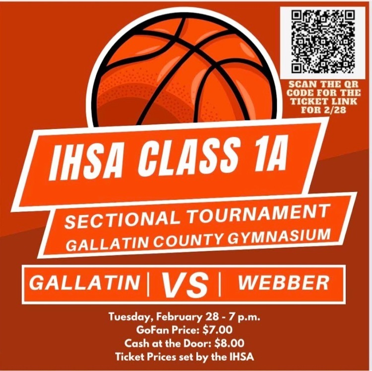 For tickets to Tuesday night's sectional game, scan the QR code or go to GoFan. Doors will open at 6:00.  Let's pack the stands in support of the Webber Trojans!