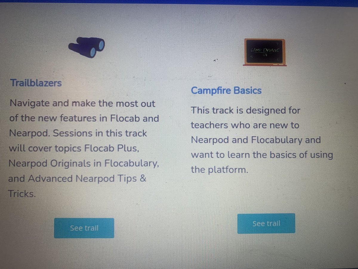 MissUCLA's tweet photo. #CampEngage 23 has trails made for You & ME 5 Unique paths you can CHOOSE #CampBasics #Trailblazers #TechInfused #CreatingImpact #EmpoweredAdventures now thats exciting NEWS From OpeningSession 2 ClosingSession & 41 Sessions inBETWEEN learning takes place on Any&Every SCREEN https://t.co/7JS2FMBhFJ
