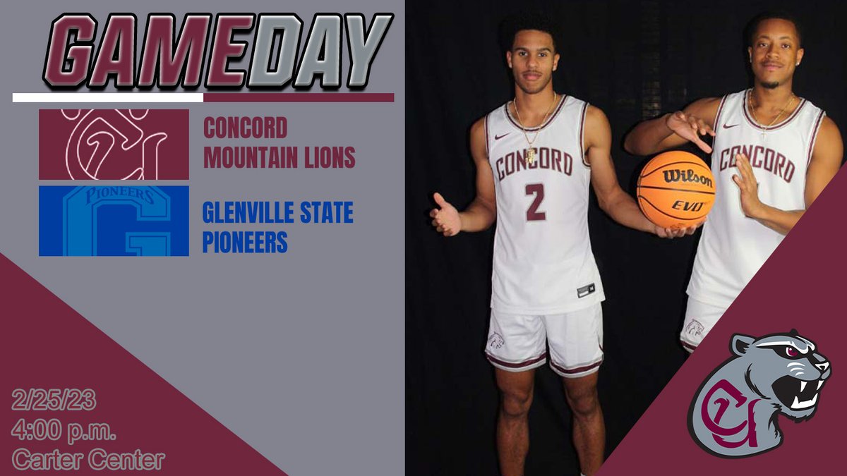 .<a href="/CU_MBB/">Concord Basketball</a> GAMEDAY vs. Glenville State

📍Location: Carter Center
⏰Time: 4:00 p.m.
📊Stats: cumountainlions.com/sidearmstats/m…
📺Video: mountaineast.tv/concord/
📰Preview: cumountainlions.com/documents/2023…