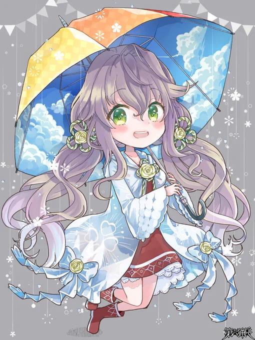 【お仕事】SDを1点納品いたしました。リクエスト有難うございました。海月のようなレインコートと青空柄の雨傘。どちらも贈り物とのこと、良き思い出に彩を添えられれば幸いです #第六猟兵 #トミーウォーカー『第六猟兵』(C)小林蕪/トミーウォーカー 