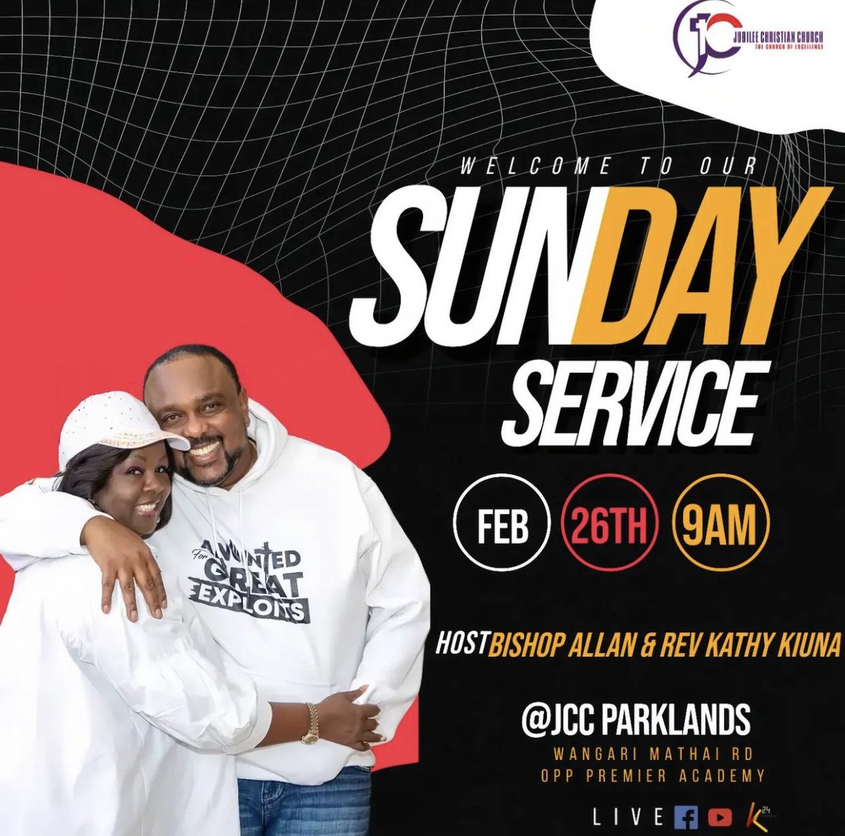 A warm welcome to church at JCC Parklands tomorrow from 9am. We are going to have a wonderful time of worship and receive the Word that is able to shift us to greater heights in God!! Don’t miss out!!