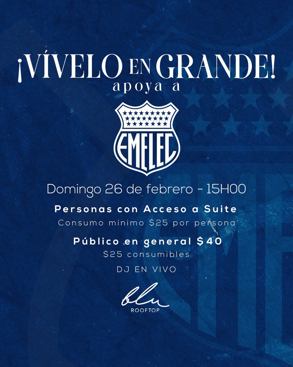 blurooftopec's tweet photo. ¡Todos los caminos conducen a Blu! 💙

Ven con tus amigos y juntos apoyemos a @CSEmelec desde la mejor vista con trasmisión en tiempo real😎 disfrutando de tus drinks favoritos🍻🍸🍷 
Te esperamos desde las 15:00 

Reserva ahora 📱099 077 2823

#emelec #experienciablu https://t.co/okZFA4jaSJ