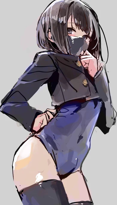 スク水にショート丈の学ラン合わせたら可愛いんじゃない…?っていう落書き。(です) 