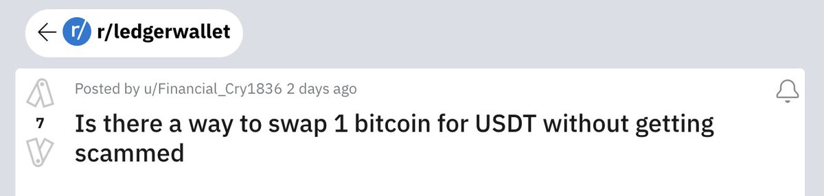 THORChain's tweet image. The people want to know: Is there a way to swap 1 Bitcoin for USDT on your @Ledger without being scammed?