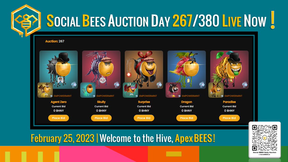 MyCryptoAdvent8's tweet photo. 🔥Social BEES AUCTION Day 2⃣6⃣7⃣/380 is LIVE‼️🔥
Take your position NOW❗️
🔸All are asset-backed #NFTs, incl. RARE Apex & Queen BEES🐝
🔸Bids are placed in $BHNY tokens
🔸BHNY & the Daily #Auction are available @ https://t.co/JeRKef3iQy
@Crypto_Swarm
#SBUDAO #BHNY #OwnerEconomy https://t.co/FW6aK98AQu