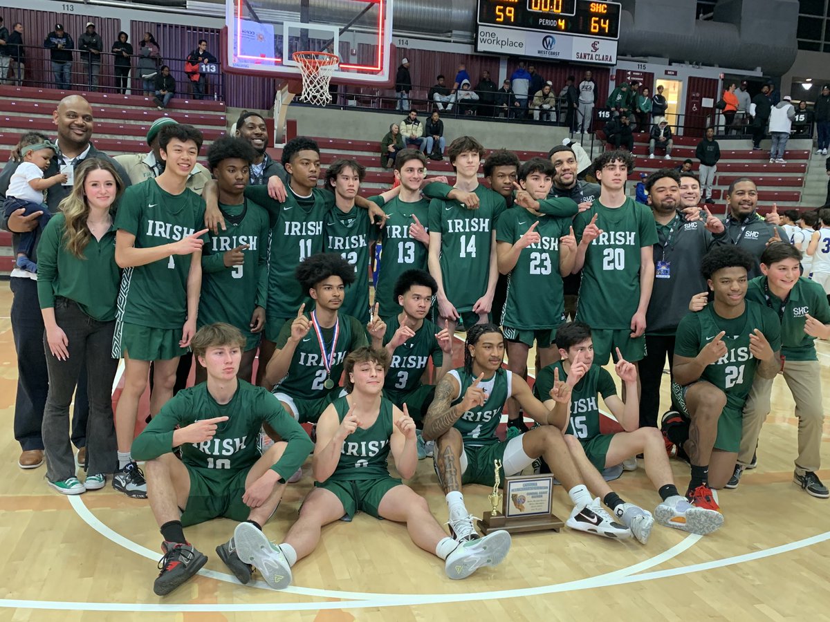 cifccs's tweet photo. Open Division Boys Basketball: Congratulations to the Sacred Heart Irish for their 64-59 win over  Junipero Serra to win the Open Division Championship ⁦@PadreAthletics⁩ ⁦@SHCathletics⁩ https://t.co/L2DiEWnn6U